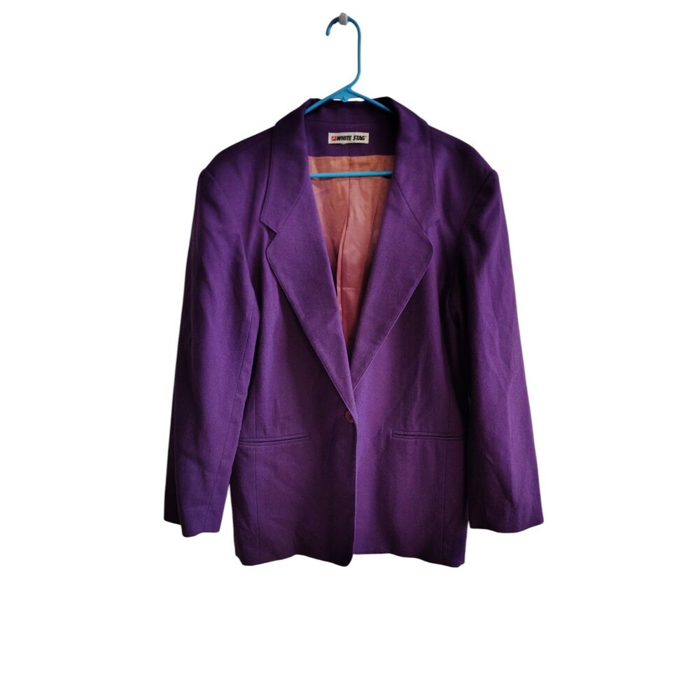 Vintage White Stag Women's Purple‎ Blazer Coat Medium